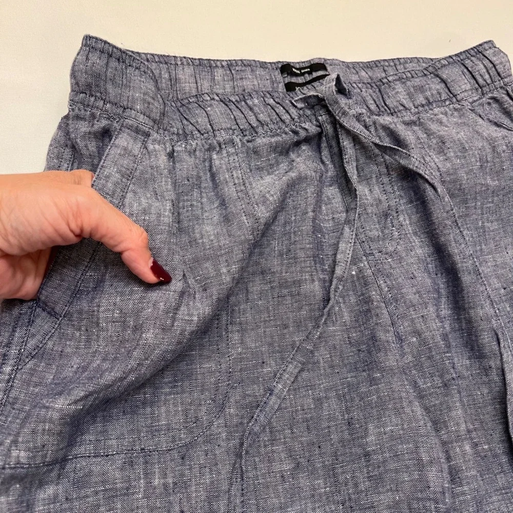Jones & Co New York Blue 100% Linen Wide Leg Relaxed Drawstring Pants Size M